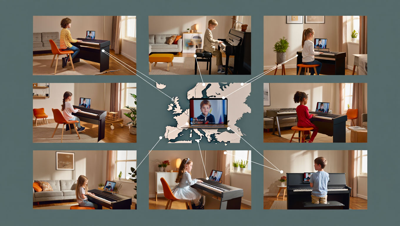 Cours de piano en ligne pour enfants en Europe