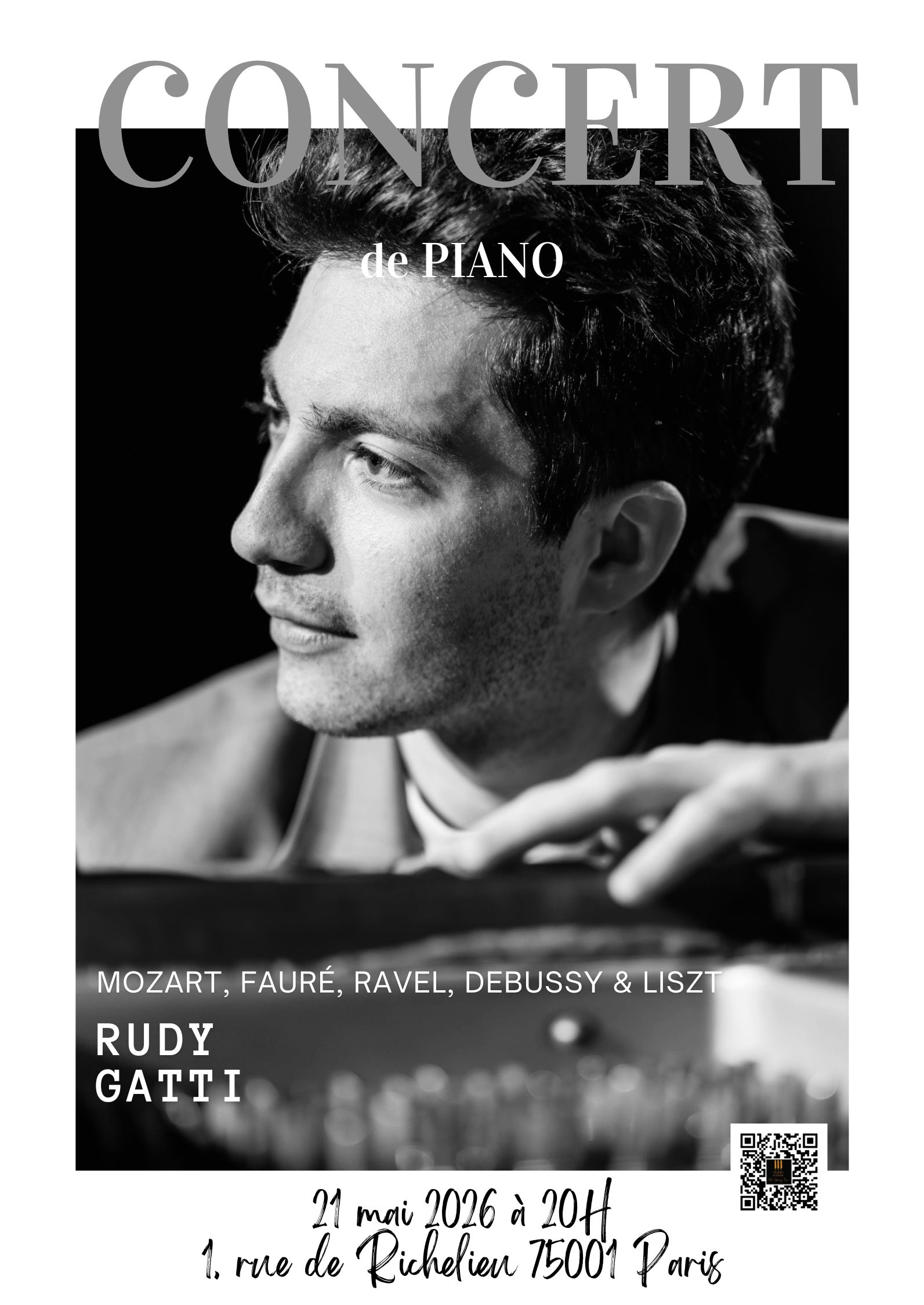 Affiche du récital de piano de Rudy Gatti