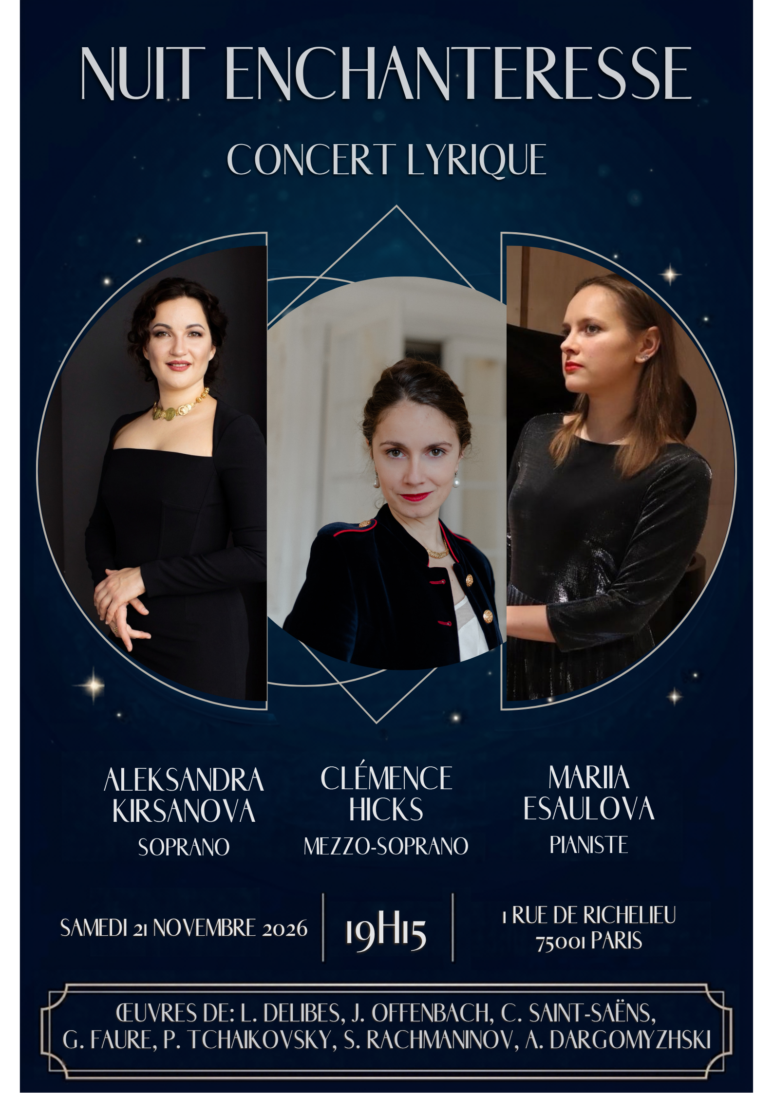Poster for Enchanted Evening, a vocal concert at Piano Académie on 21 November 2026